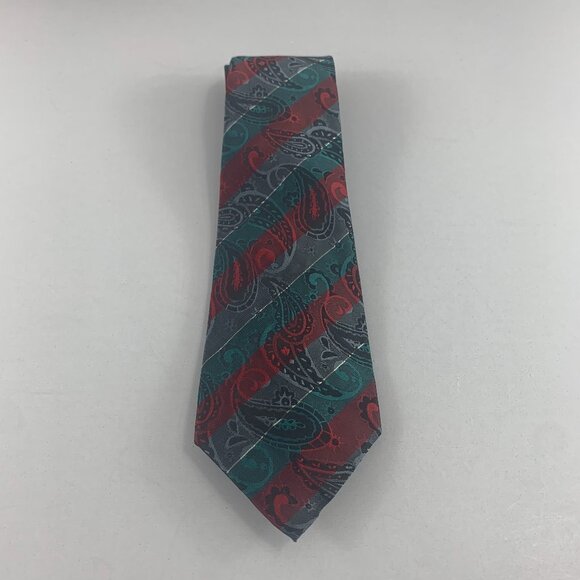 Mack Hanmack Original Korean Men's Striped Paisley Tie 3 1/4" x 57" - Picture 1 of 4